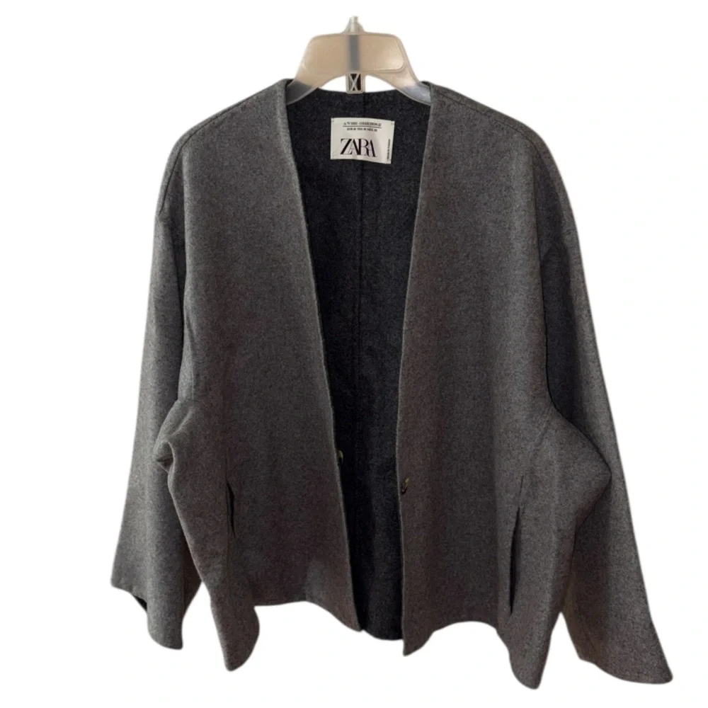 Zara Charcoal Gray Open Front Women’s Sweater Jacket - Picture 1 of 6